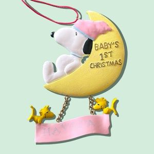 PEANUTS Snoopy Baby’s First Christmas Customize Name Ornament